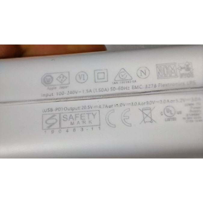 Настенное Зарядное Устройство для Ноутбука MX0J2ZM/A A2166 MacBook Pro (15-inch, 2017) A1707 96W Type-C - Копия оригинала