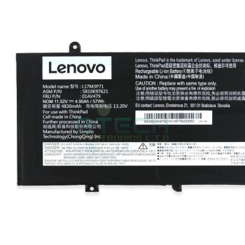 סוללה למחשב נייד Lenovo ThinkPad T480S 57Wh 01AV479 Lenovo צבע:שחור העתק של מקור