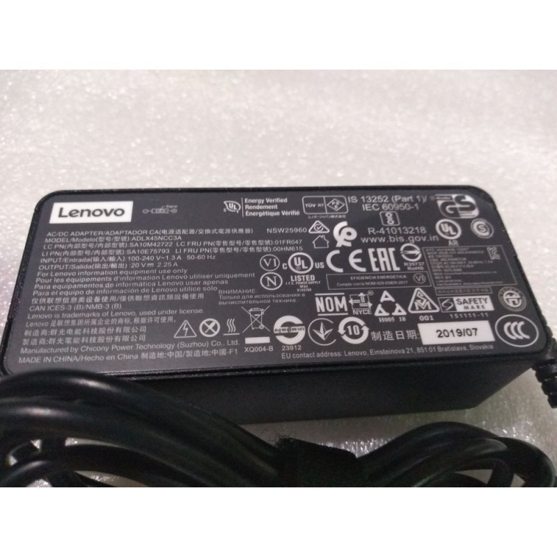 מטען למחשב נייד ADLX45NCC3A 00HM615 SA10E75793 Lenovo 20V 45W מקורי - חדש