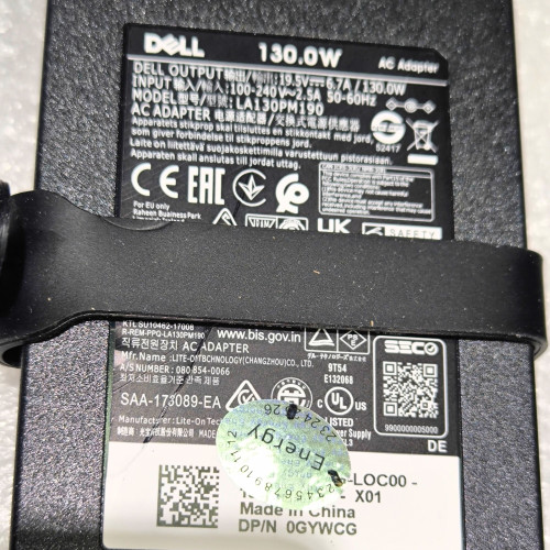 New 0GYWCG LA130PM190 DELL XPS 17 L702X Laptop Charger 19.5V 130W 7.4×5.0 mm PIN A copy of an original