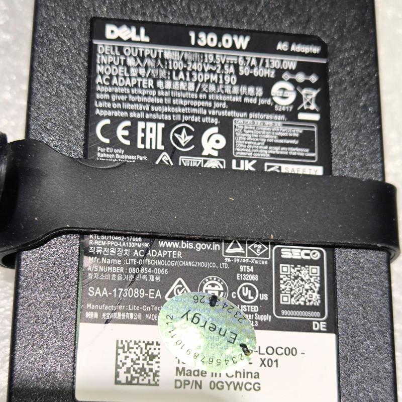 New 0GYWCG LA130PM190 DELL XPS 17 L702X Laptop Charger 19.5V 130W 7.4×5.0 mm PIN A copy of an original