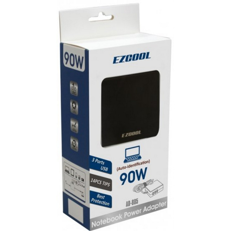 New AD 805 EZCool Laptop Universal Charger 90W colore:black universal
