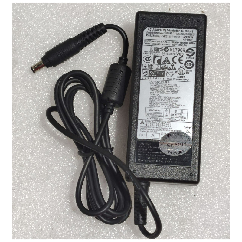 New AD 6019PSamsung Laptop Charger 19V 60W 5.5x3.0mm colore:black A copy of an original