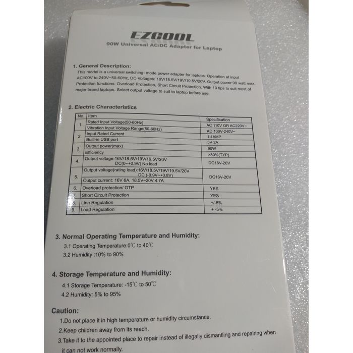 מטען אוניברסלי למחשב נייד AD-800 EZcool 90W - חדש