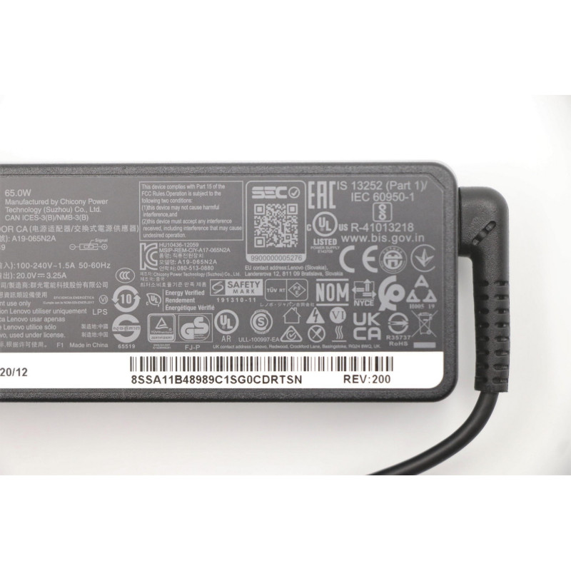 New AC_ADAPTER Rectangle 3P 5A10V03250 Lenovo IdeaCentre AIO 3 24ADA6 Type F0FX Laptop Charger 20V 65W colore:black original