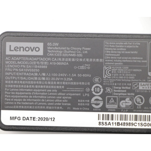 Зарядное Устройство для Ноутбука AC_ADAPTER Rectangle 3P 5A10V03250 Lenovo IdeaCentre AIO 3-24ADA6 - Type F0FX 20V 65W - оригинал Зарядное Устройство для Ноутбука AC_ADAPTER Rectangle 3P 5A10V03250 Lenovo IdeaCentre AIO 3-24ADA6 - Type F0FX 20V 65W - оригинал