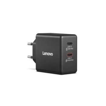 מטען למחשב נייד Dual USB-C 65W GaN Charger 40AW065BEU Lenovo 65W total (2x USB-C ports) צבע:שחור מקורי