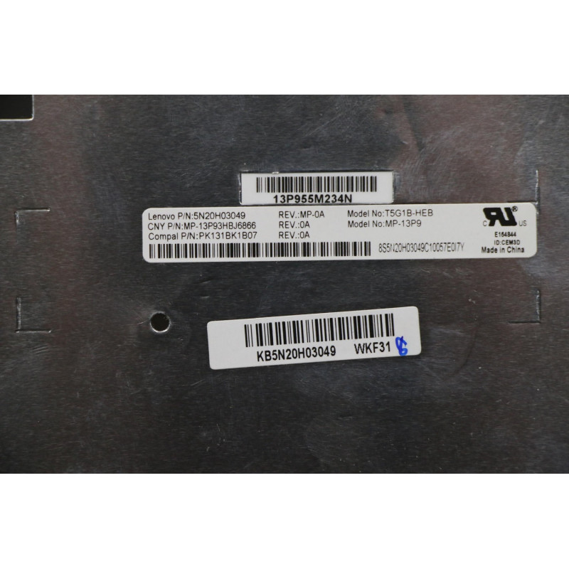 Клавиатура для Ноутбука HEB-T5G1B-CCY-BlackKey-BLKBD 5N20H03049 Lenovo 500-14ACZ Laptop (ideapad) - Type 80K3 US , Иврит, Английский цвет:чёрный, серебристый - оригинал