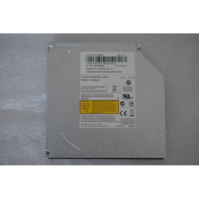 כונן אופטי למחשב נייד כולל פלסטיקה PLDS DU-8A5SH-H SlimTray DVD R 25205806 Lenovo מקורי - חדש