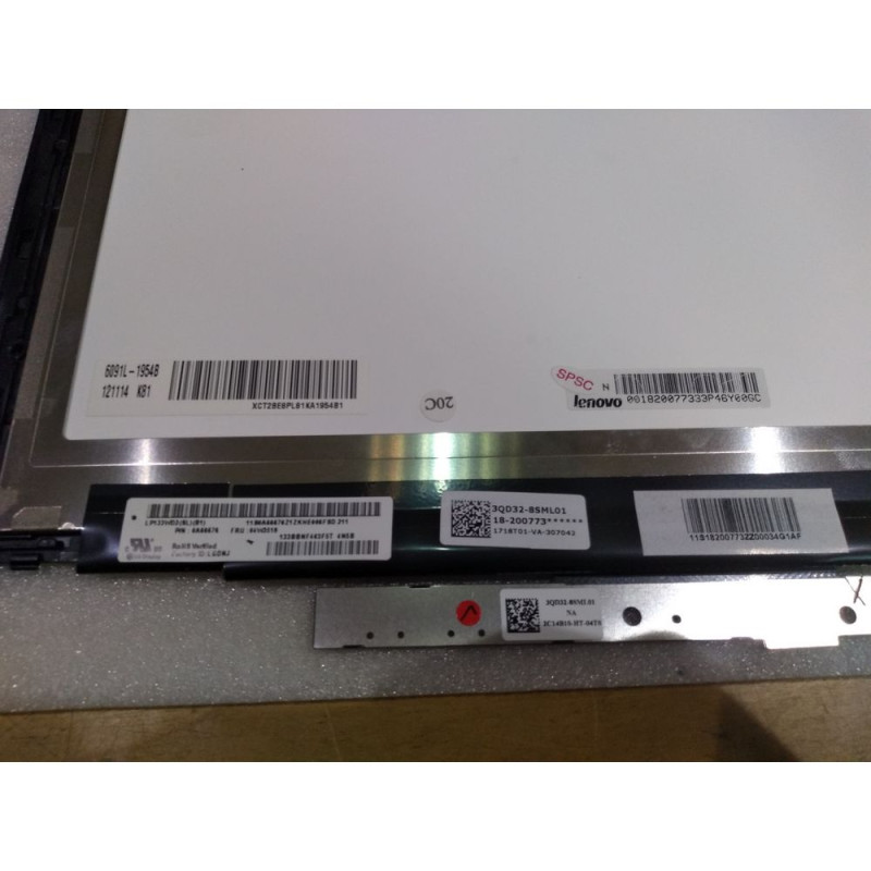 מסך ומסך מגע למחשב נייד כולל מסגרת 04w3519 Lenovo IdeaPad Yoga 13 40 PIN 13.3" HD+ IPS צבע:שחור מקורי - חדש