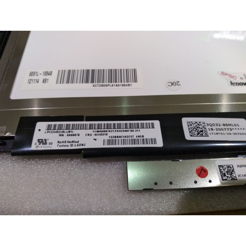 מסך ומסך מגע למחשב נייד כולל מסגרת 04w3519 Lenovo IdeaPad Yoga 13 40 PIN 13.3" HD+ IPS צבע:שחור מקורי - חדש