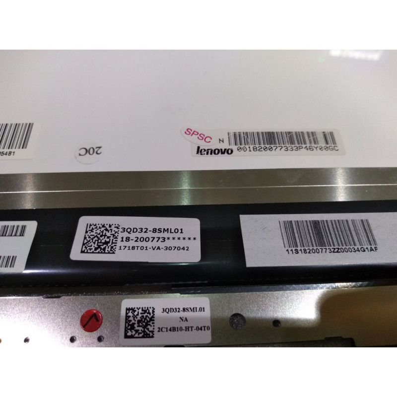 מסך ומסך מגע למחשב נייד כולל מסגרת 04w3519 Lenovo IdeaPad Yoga 13 40 PIN 13.3" HD+ IPS צבע:שחור מקורי - חדש